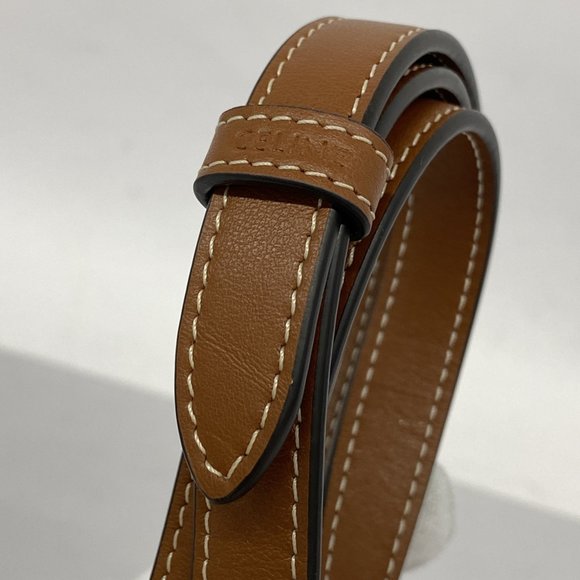 Celine Shoulder Bag Triomphe Folco Cuir Leather Brown Women's - Picture 7 of 8